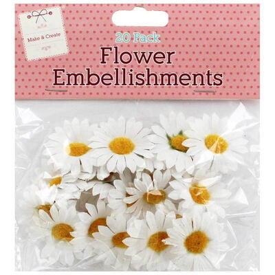 Daisy Flower Head Embellishments - 20 Pack image number 1