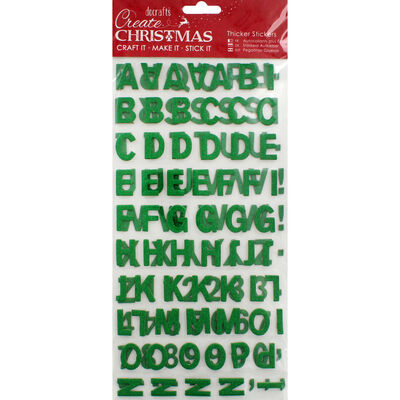Green Glitter Letters Thick Christmas Stickers image number 1