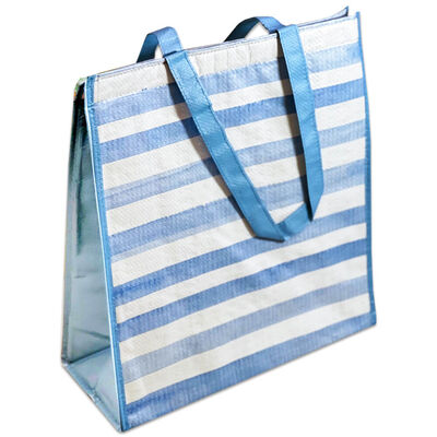 Blue Stripe Reusable Insulated Shopping Bag image number 1