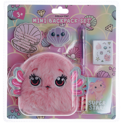 Dream Pop Axolotl Mini Backpack Stationery Set image number 1
