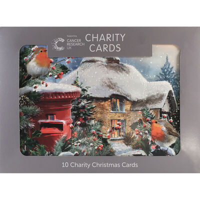 Cancer Research UK Charity Robin Christmas Cards: Pack of 10 image number 1