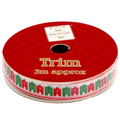3m Christmas Ribbon Trim: Assorted image number 1