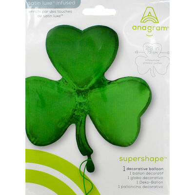 29 Inch Satin Emerald Shamrock Super Shape Helium Balloon image number 2