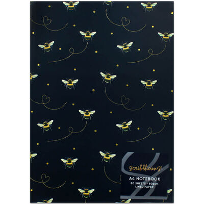 Bee Happy Patterned A4 Casebound Notebook image number 1