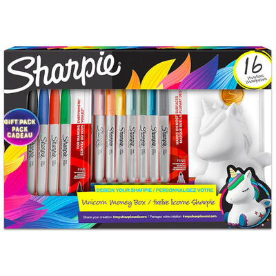 Sharpie Design Your Own Unicorn Money Box & Pen Set image number 1