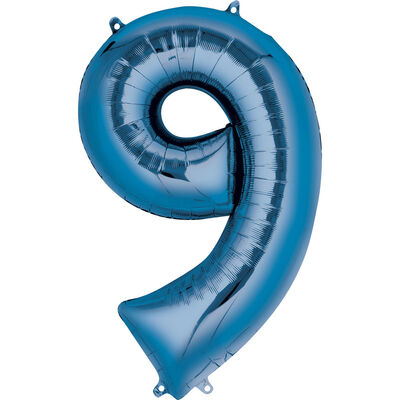 34 Inch Blue Number 9 Helium Balloon image number 1