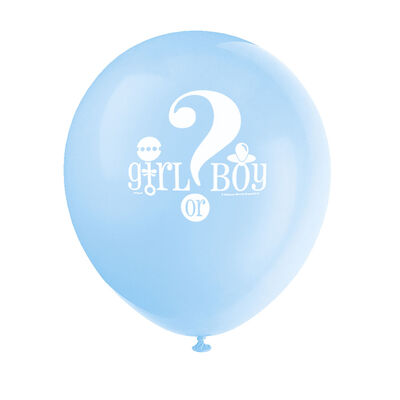 Gender Reveal Girl or Boy Latex Balloons - 8 Pack image number 1