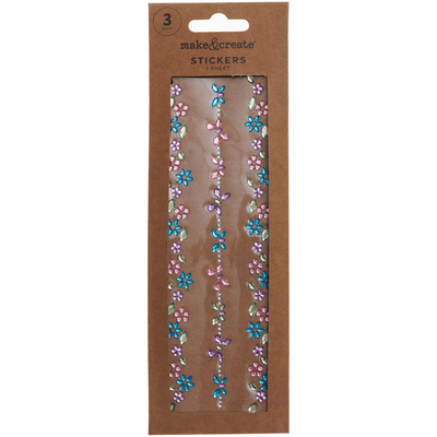 Bling Flower Gem Border Stickers: Pack of 3 Rows image number 3