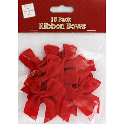 Red Ribbon Bows: Pack of 15 image number 1