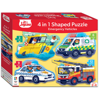 Junior Jigsaw 4-in-1 Jigsaw Puzzle: Emergency Vehicles image number 1