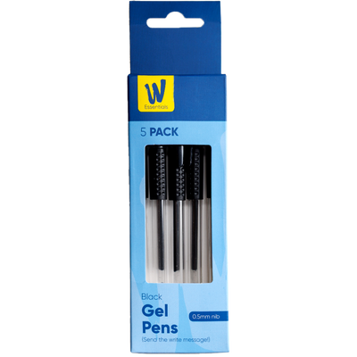 Works Essentials Black Gel Pens: Pack of 5 image number 1
