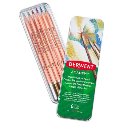 Derwent Academy Metallic Colouring Pencils: Pack of 6 image number 1