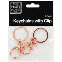 Rose Gold Key Chain with Clip: Pack of 2