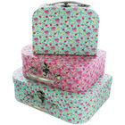 Blue Floral Storage Suitcases: Set of 3 image number 1