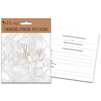Evening Wedding Invitations Silver Foil: Pack of 8