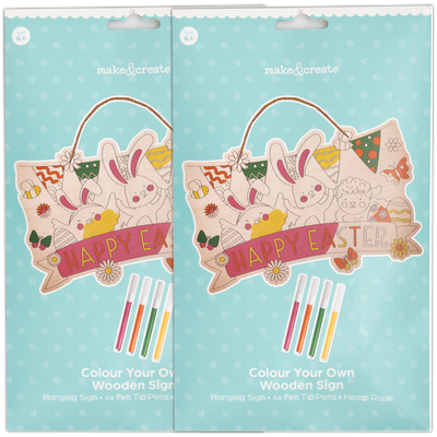 Colour Your Own Happy Easter Wooden Sign Bundle image number 1
