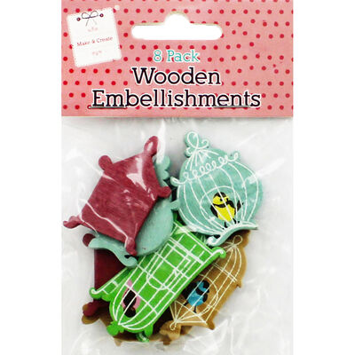 Wooden Birdcage Embellishments - 8 Pack image number 1