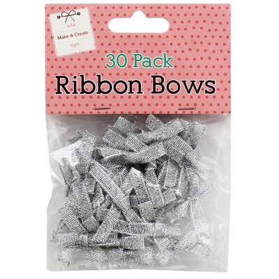 Silver Ribbon Bows – Pack of 30 image number 1