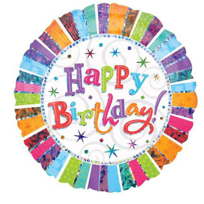 18 Inch Multi Circle Happy Birthday Helium Balloon image number 1