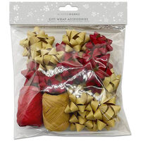 Christmas Gift Wrap Accessories: Red & Natural