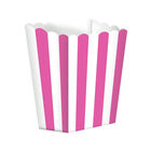 5 Pink Striped Paper Popcorn Favour Boxes image number 2