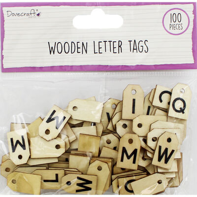 Dovecraft Essentials Wooden Letter Tags - 100 Pieces image number 1