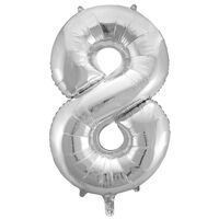 34 Inch Silver Number 8 Helium Balloon