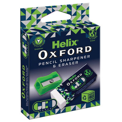 Helix Oxford Geo Pencil Sharpener & Eraser: Green image number 1