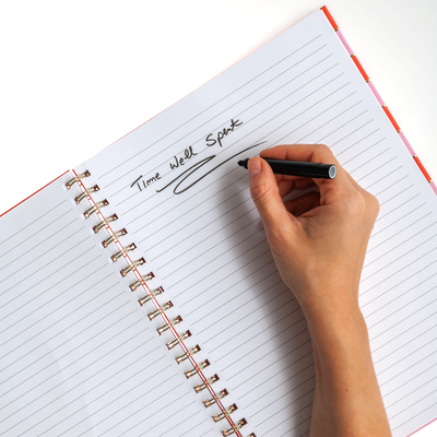 A4 Wiro Pink and Red Stripes Notebook image number 2