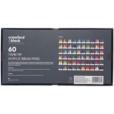 Crawford & Black Twin Tip Acrylic Brush Pens: Pack of 60 image number 3