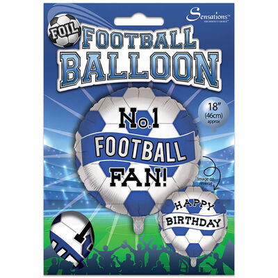 18 Inch Blue and White Football Helium Balloon image number 2
