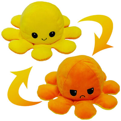 Reversible Octopus Plush Toy: Orange & Yellow image number 2