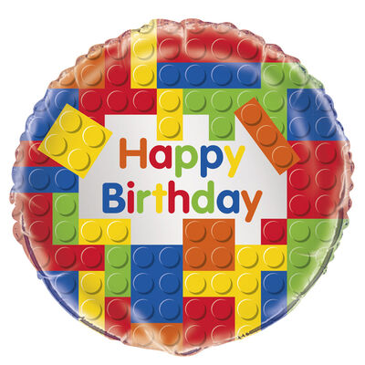 18 Inch Blocks Happy Birthday Foil Helium Balloon image number 1