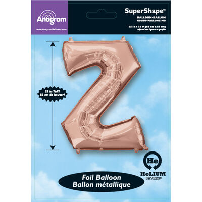 34 Inch Light Rose Gold Letter Z Helium Balloon image number 2