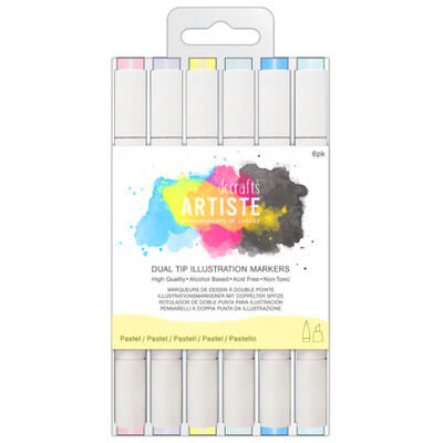 DoCrafts Pastel Dual Tip Illustration Markers: Pack of 6 image number 1