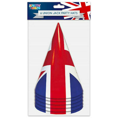Union Jack Cone Party Hat: Pack of 6 image number 1