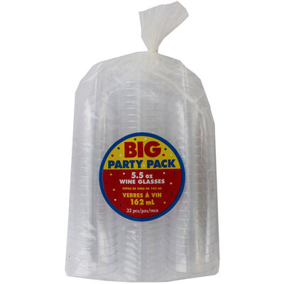 Clear Plastic 162ml Wine Glasses - 32 Pack image number 1