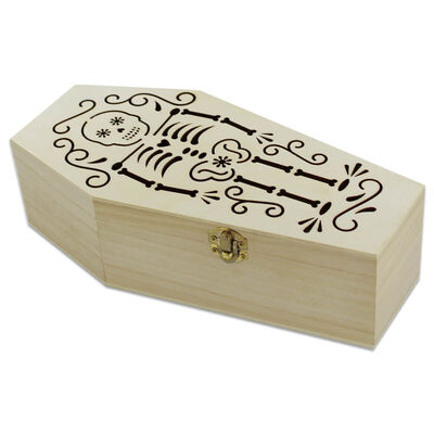 Halloween Wooden Laser Cut Coffin Box image number 1