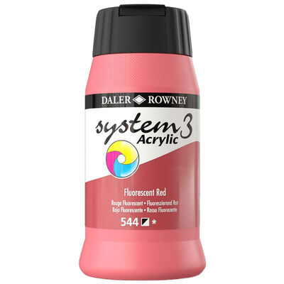 System 3 Acrylic Paint: Fluorescent Red 500ml image number 1