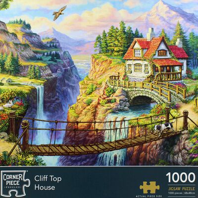 Cliff Top House 1000 Piece & Greengrocers 500 Piece Jigsaw Puzzle with Portapuzzle Standard Jigsaw Accessory Bundle image number 3