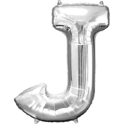 34 Inch Silver Letter J Helium Balloon image number 1