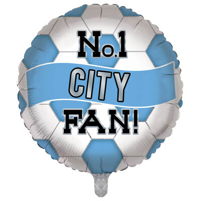 18 Inch City Blue and White Football Helium Balloon image number 1