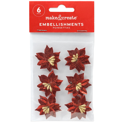 Christmas Poinsettias: Pack of 6 image number 2