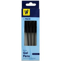 Works Essentials Black Gel Pens: Pack of 5
