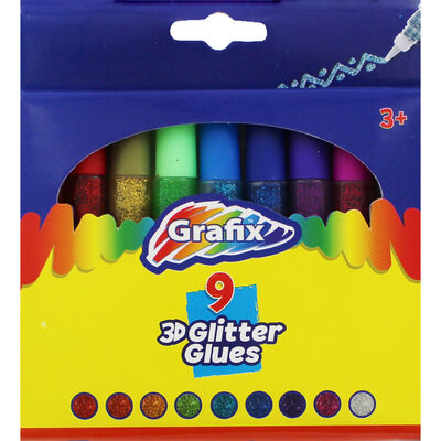 3D Coloured Glitter Glue - 9 Pack image number 1