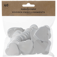 White Wooden Hearts: Pack of 60