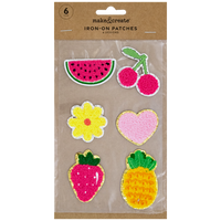 Iron-On Fruit Patches: Pack of 6