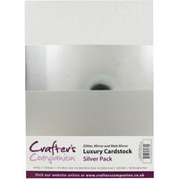 Crafters Companion A4 Luxury Cardstock Pack - Silver