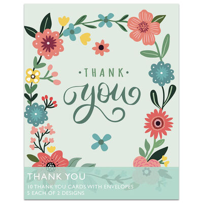 Floral Thank You Cards: Pack of 10 From 1.00 GBP | The Works