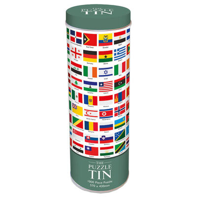 Flags of the World 1000 Piece Jigsaw Puzzle in Tin image number 1